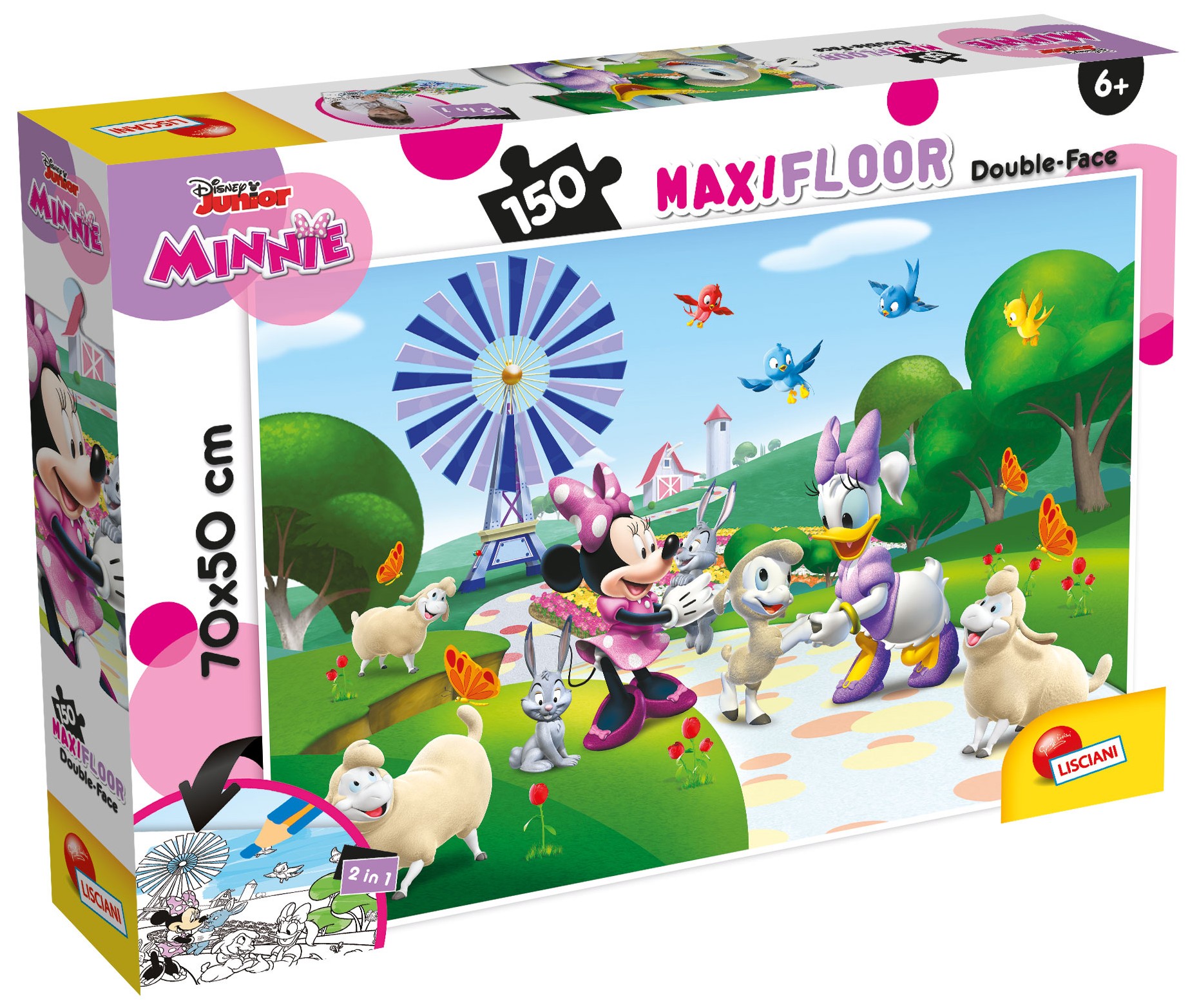 Двулицев пъзел Lisciani за оцветяване от 150 части - Мини