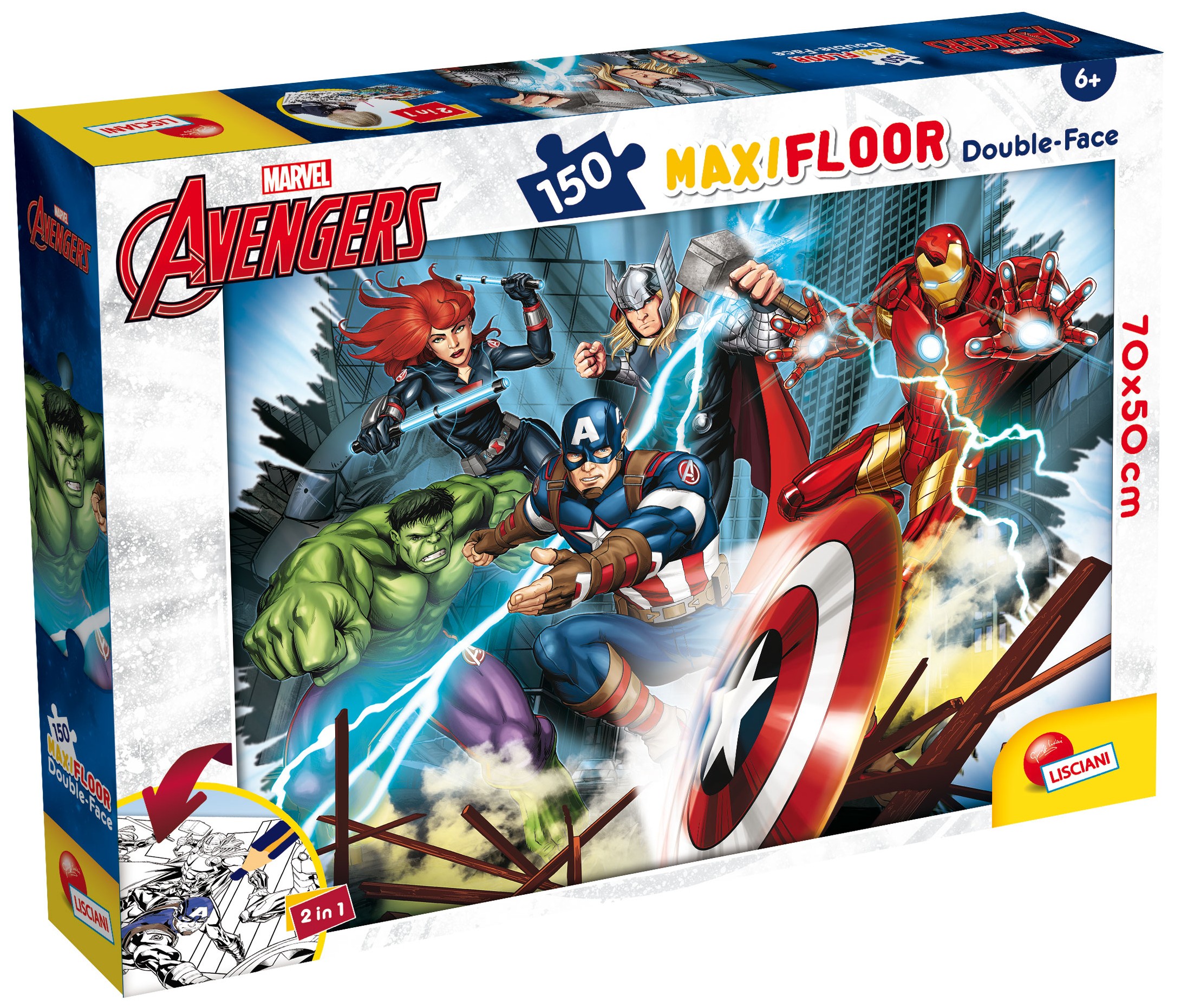 Двулицев пъзел Lisciani за оцветяване от 150 части - Отмъстителите