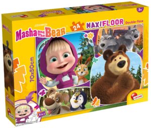 Двулицев пъзел Lisciani за оцветяване от 24 части - Маша и Мечокът