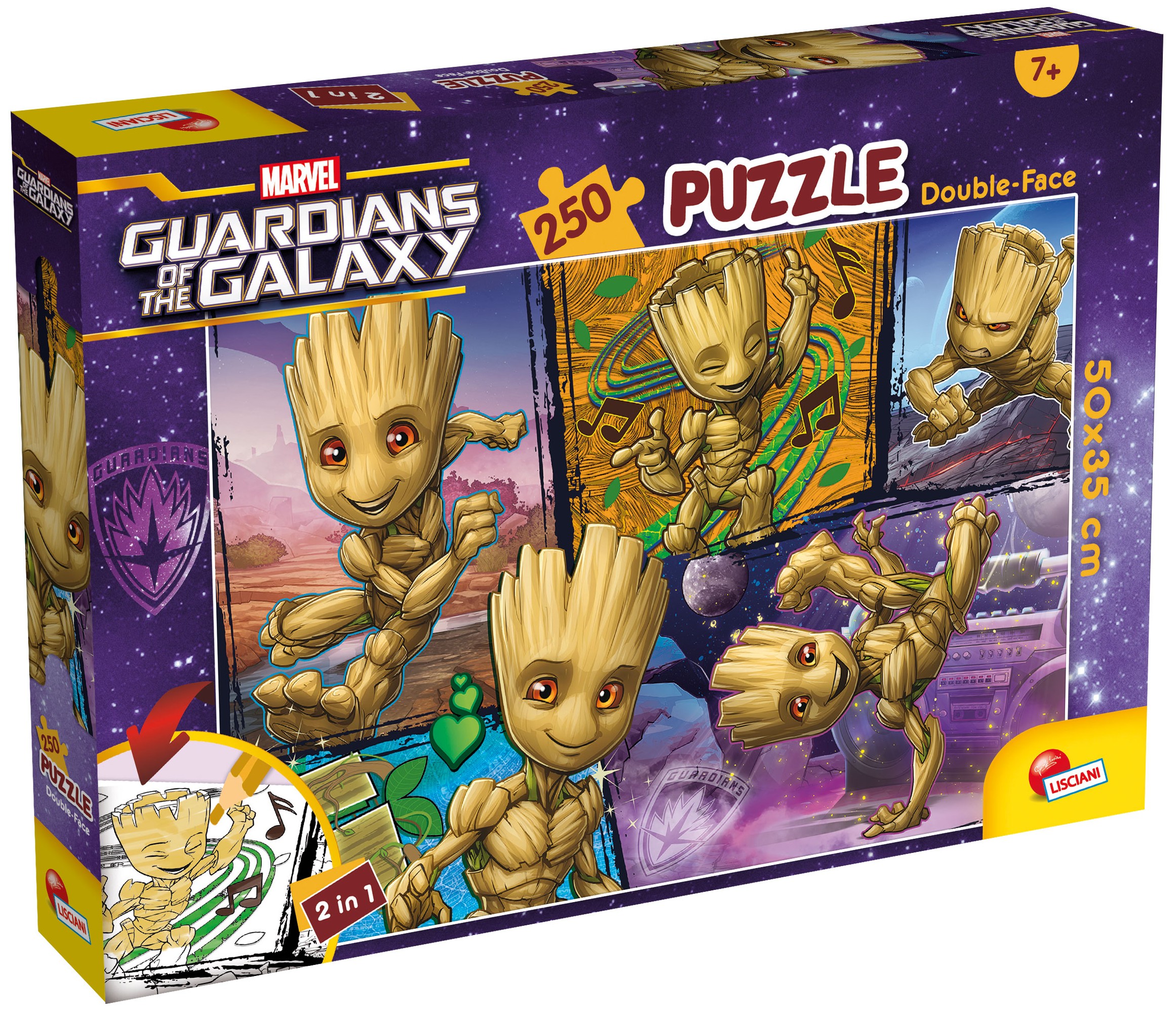 Двулицев пъзел Lisciani за оцветяване от 250 части - Грут