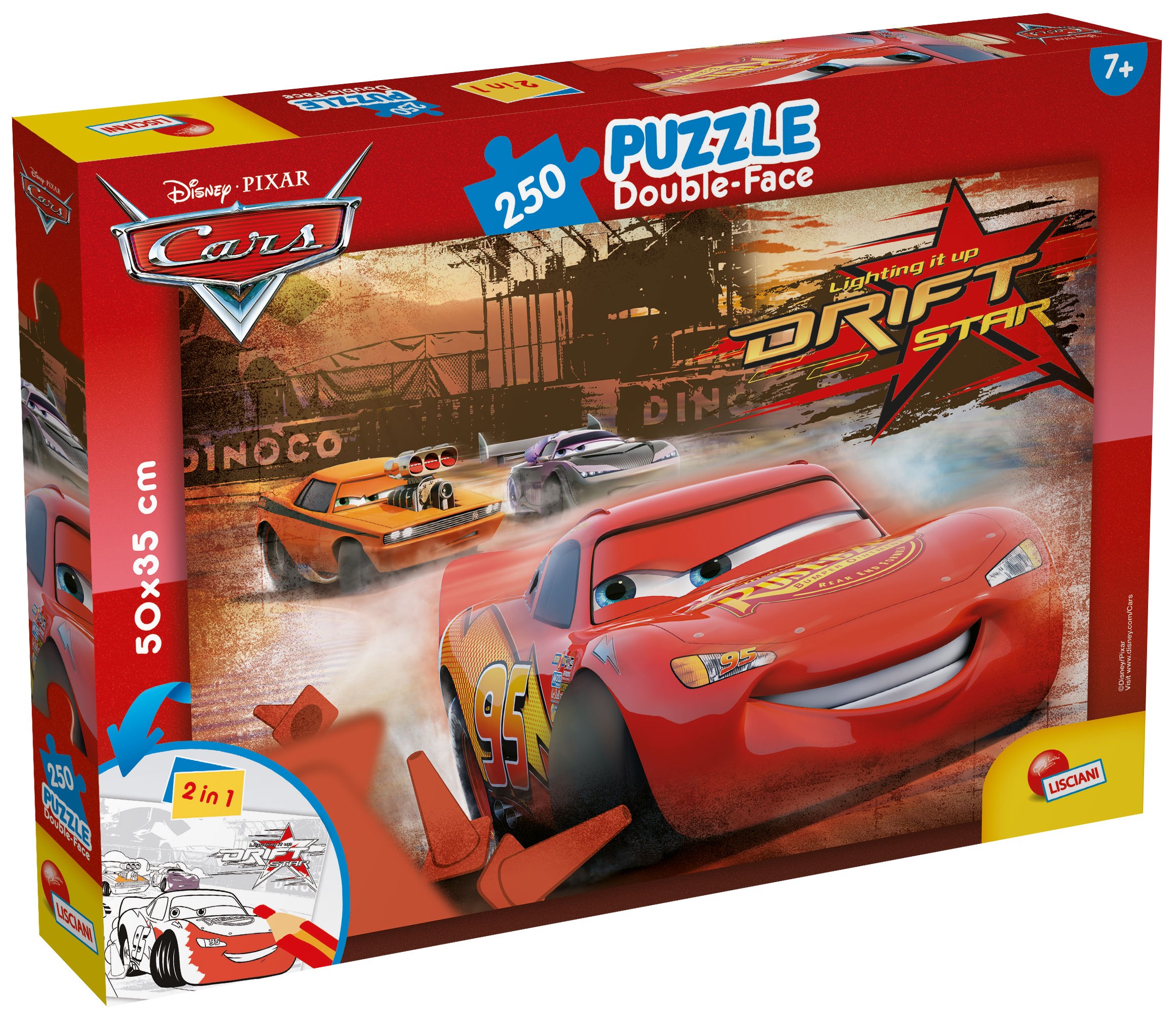 Двулицев пъзел Lisciani за оцветяване от 250 части - Колите