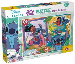 Двулицев пъзел Lisciani за оцветяване от 250 части - Лило и Стич