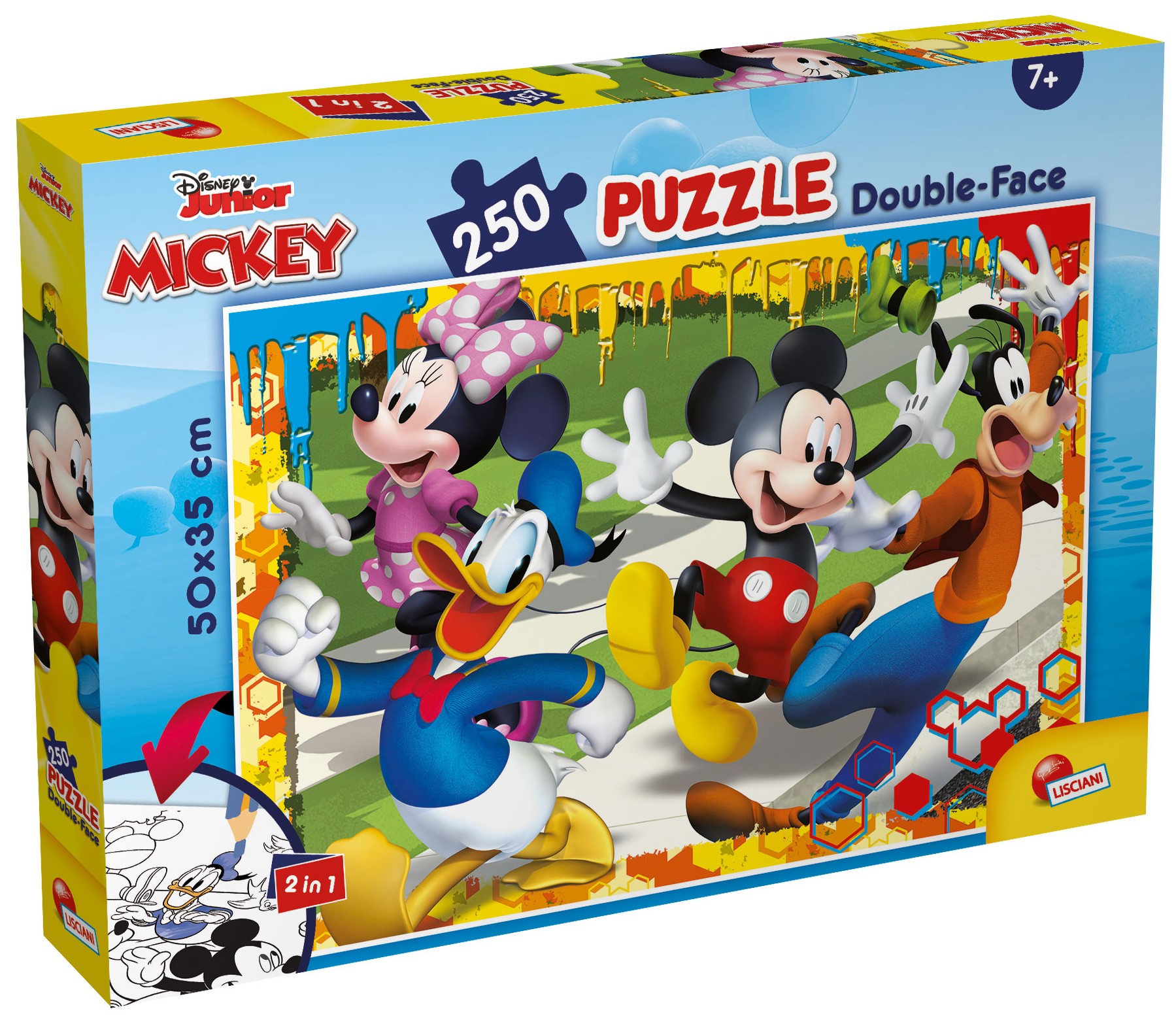 Двулицев пъзел Lisciani за оцветяване от 250 части - Мики Маус