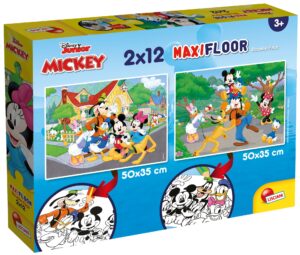 Двулицев пъзел Lisciani за оцветяване от 2 х 12 части - Мики Маус