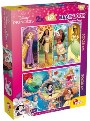 Двулицев пъзел Lisciani за оцветяване от 2 х 60 части - Принцеси