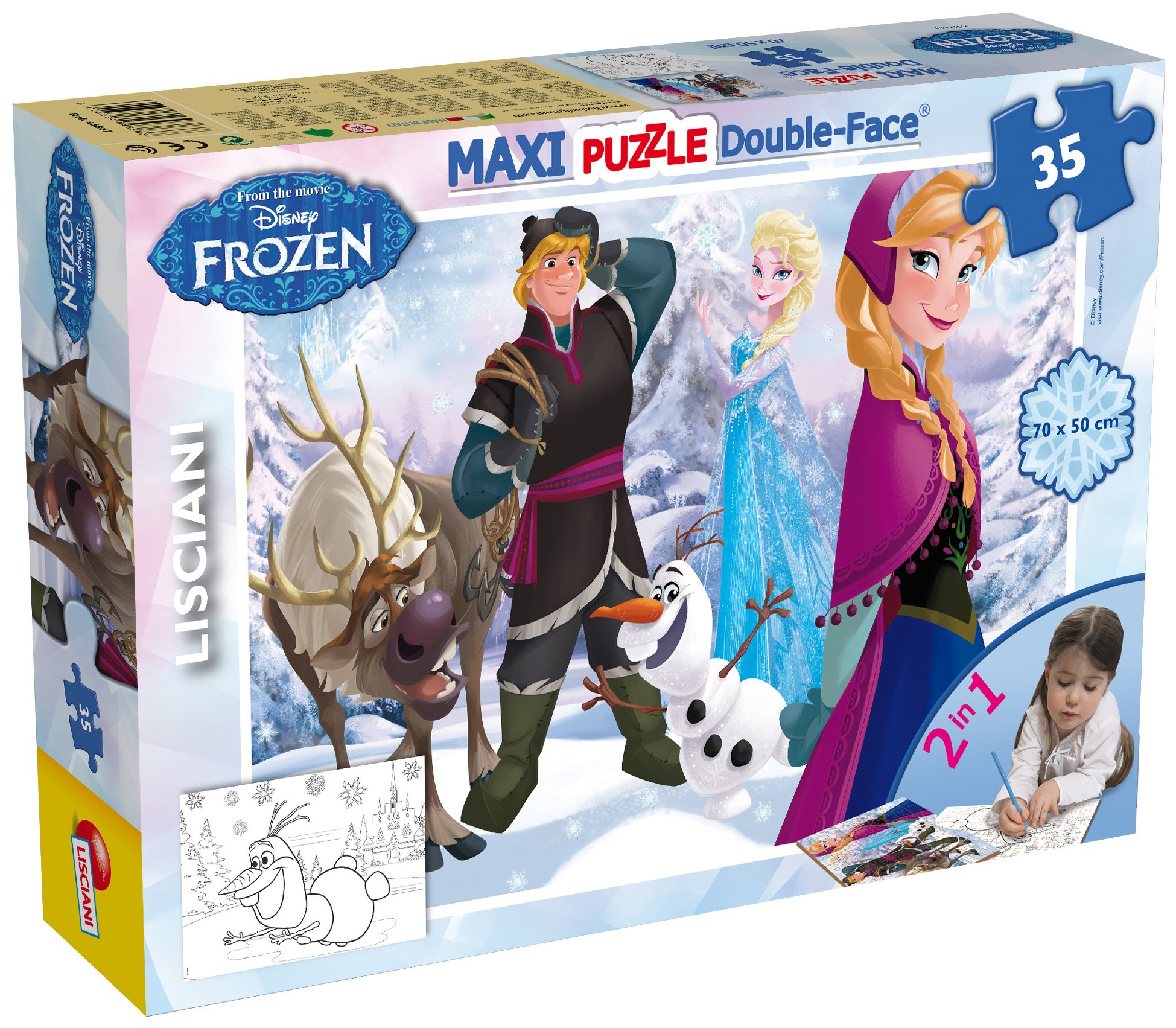 Двулицев пъзел Lisciani за оцветяване от 35 части - Игра на леда