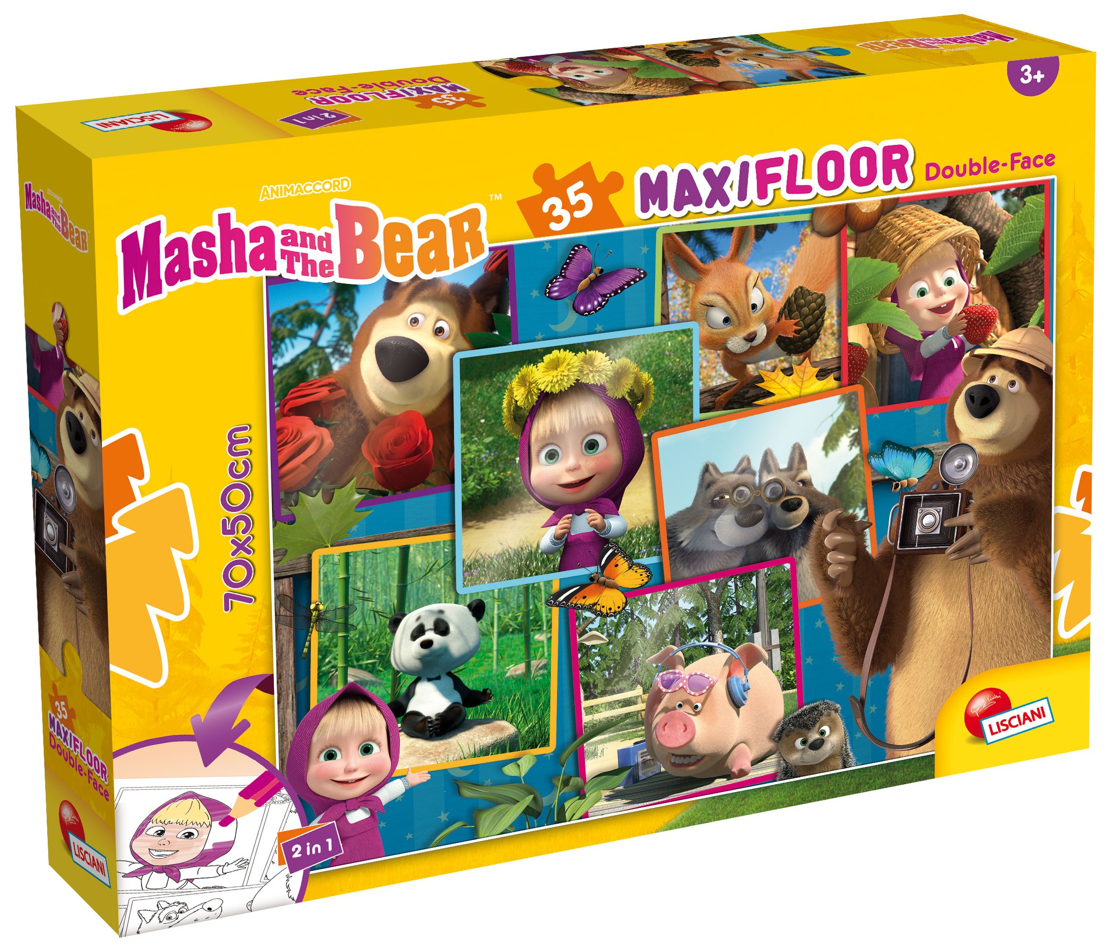 Двулицев пъзел Lisciani за оцветяване от 35 части - Маша