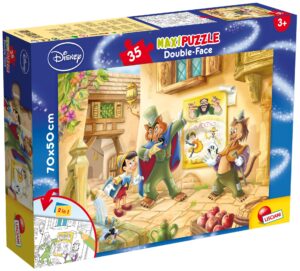 Двулицев пъзел Lisciani за оцветяване от 35 части - Пинокио