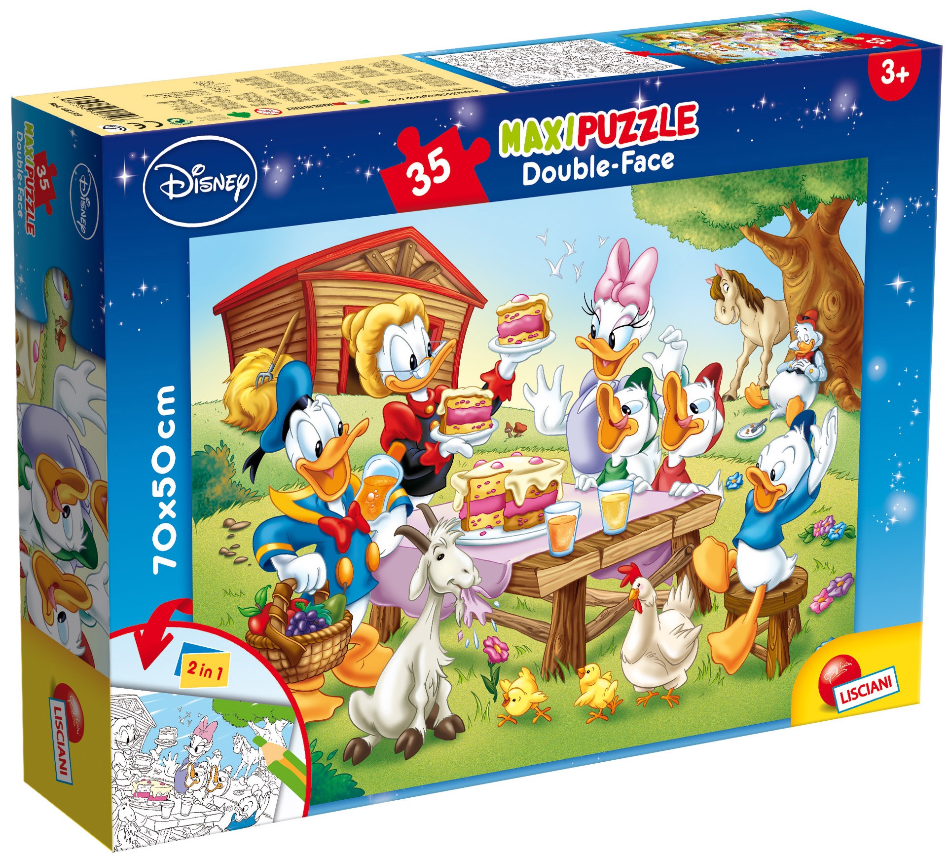 Двулицев пъзел Lisciani за оцветяване от 35 части - Семеен обяд