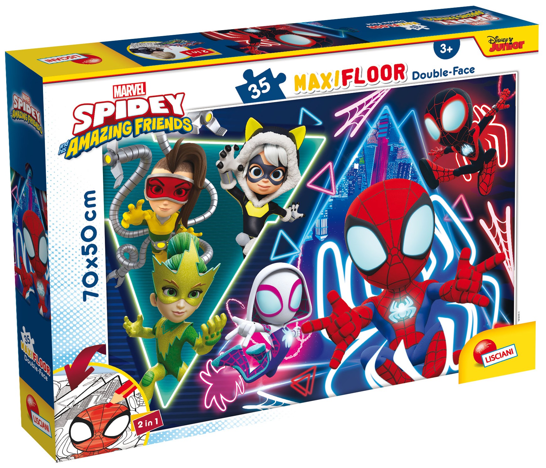 Двулицев пъзел Lisciani за оцветяване от 35 части - Спайди