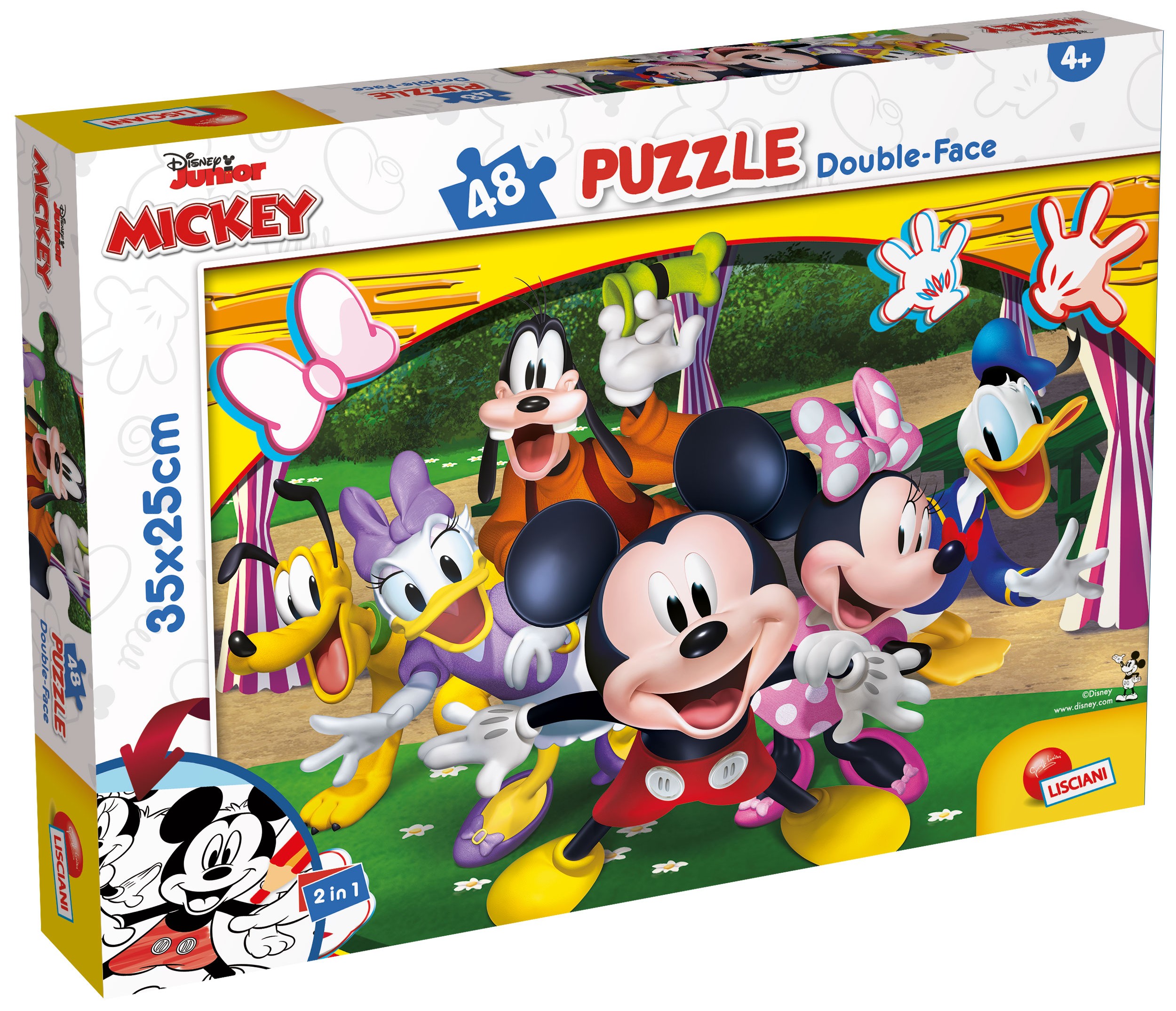 Двулицев пъзел Lisciani за оцветяване от 48 части - Мики Маус