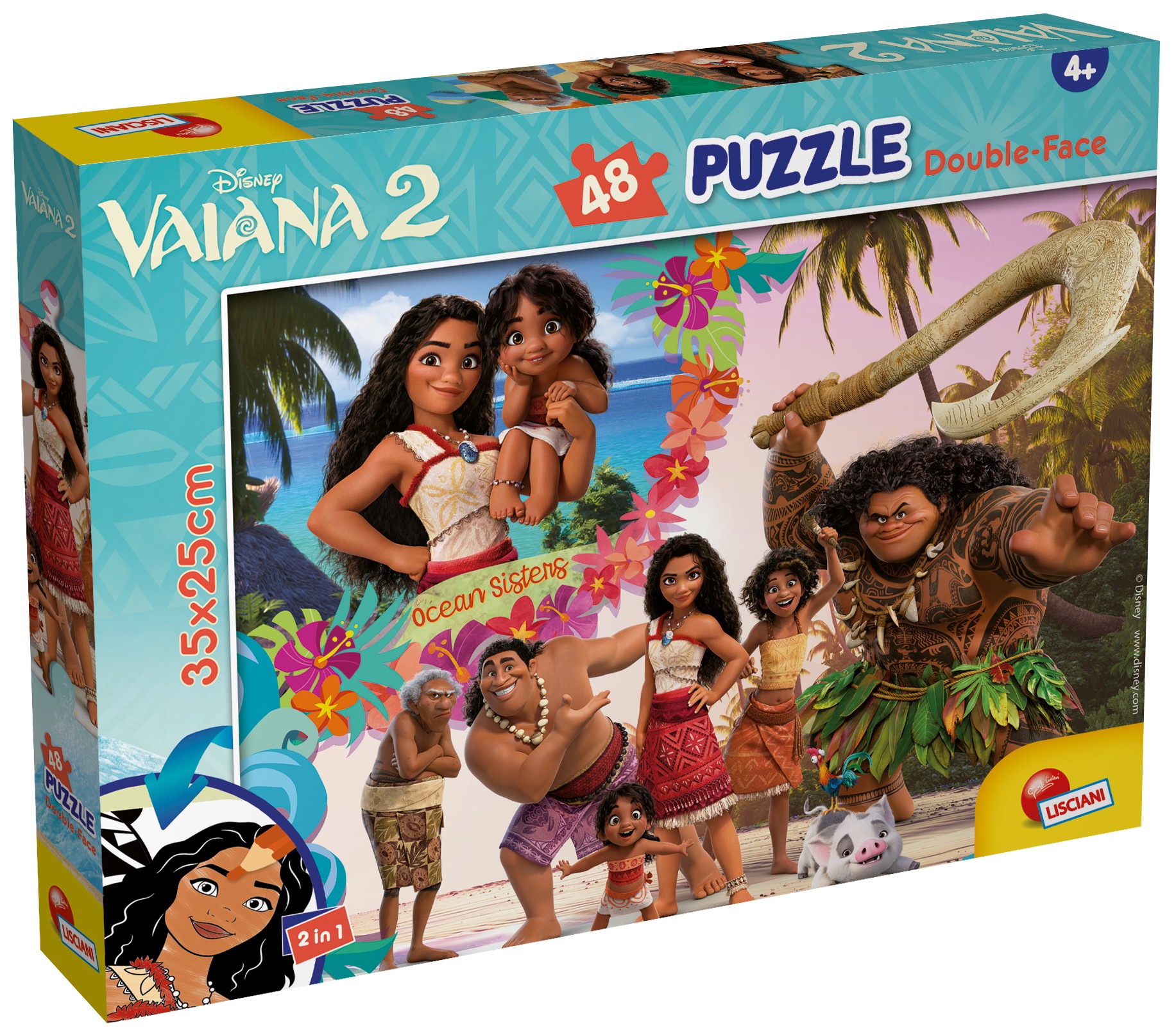 Двулицев пъзел Lisciani за оцветяване от 48 части - Смелата Ваяна 2