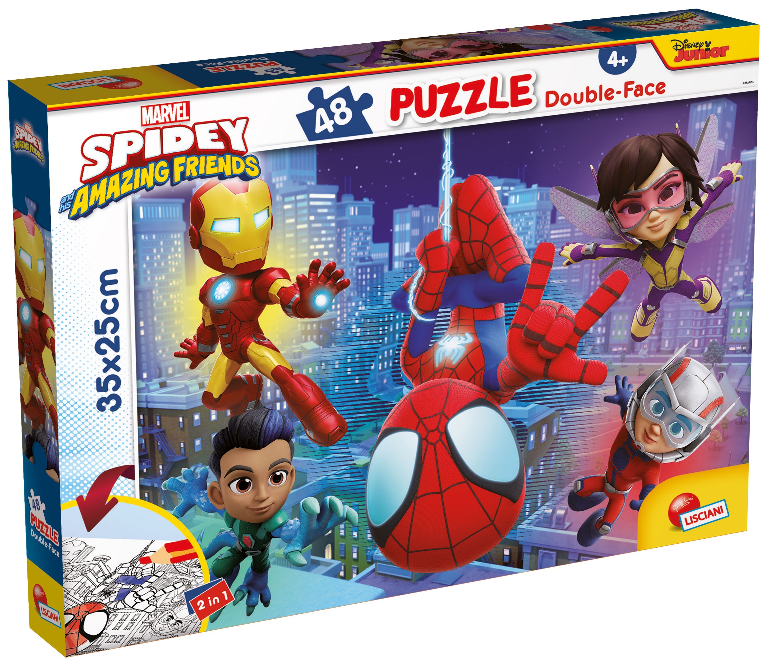 Двулицев пъзел Lisciani за оцветяване от 48 части - Спайди