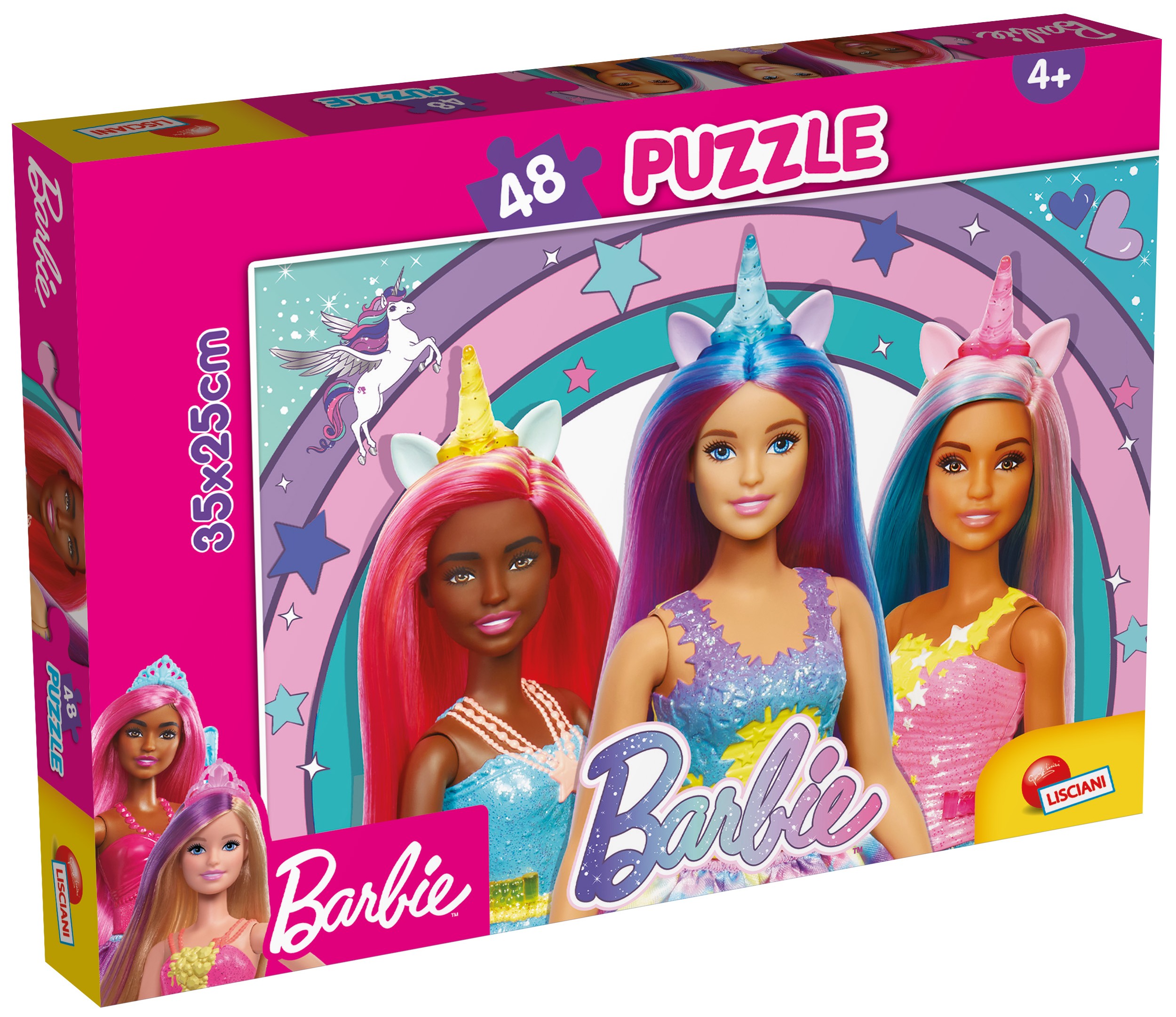 Двулицев пъзел Lisciani за оцветяване от 48 части - Вълшебен еднорог