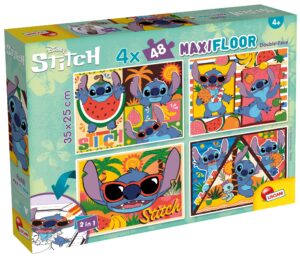 Двулицев пъзел Lisciani за оцветяване от 4 х 48 части - Лило и Стич
