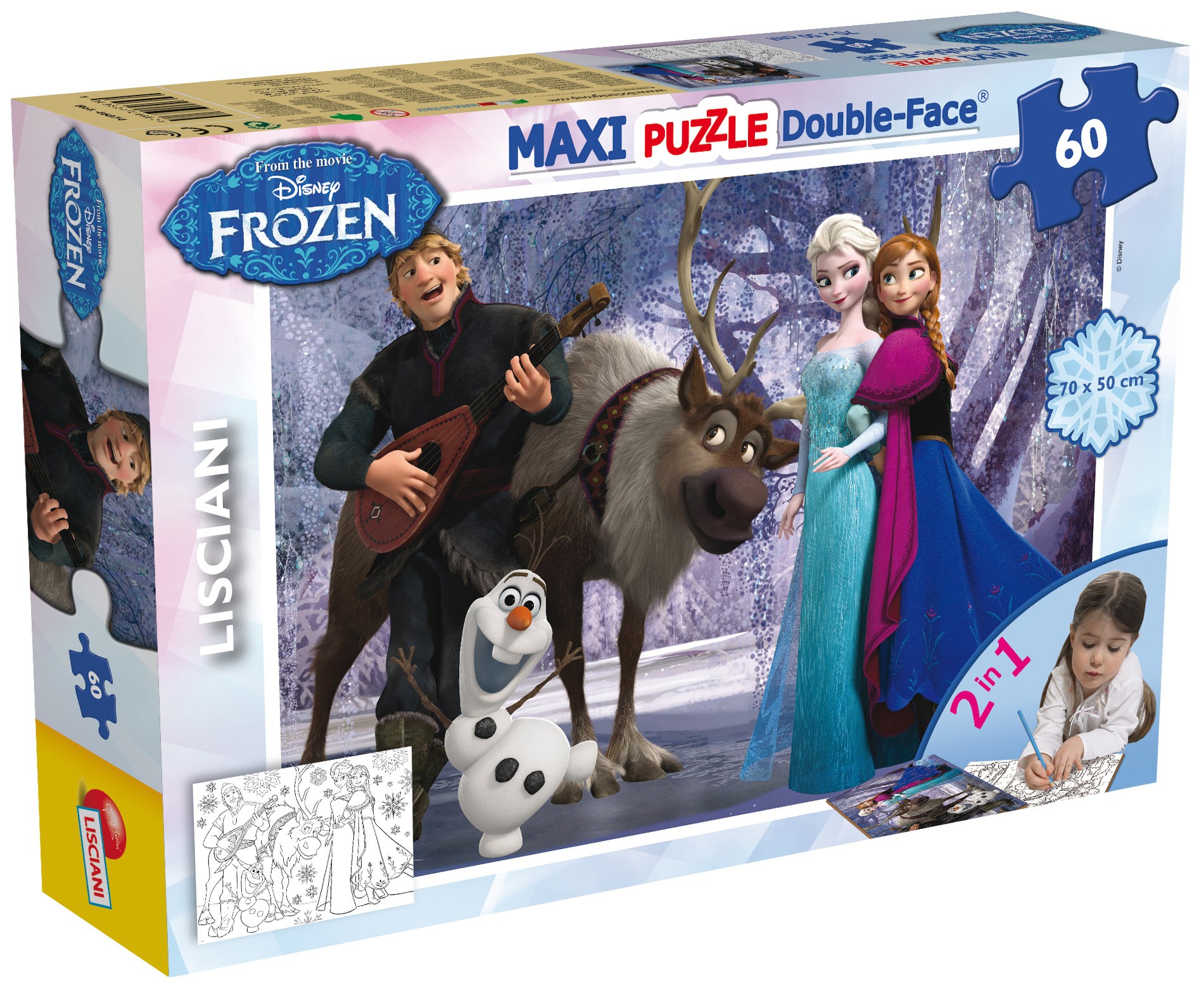 Двулицев пъзел Lisciani за оцветяване от 60 части - Музика и забавление