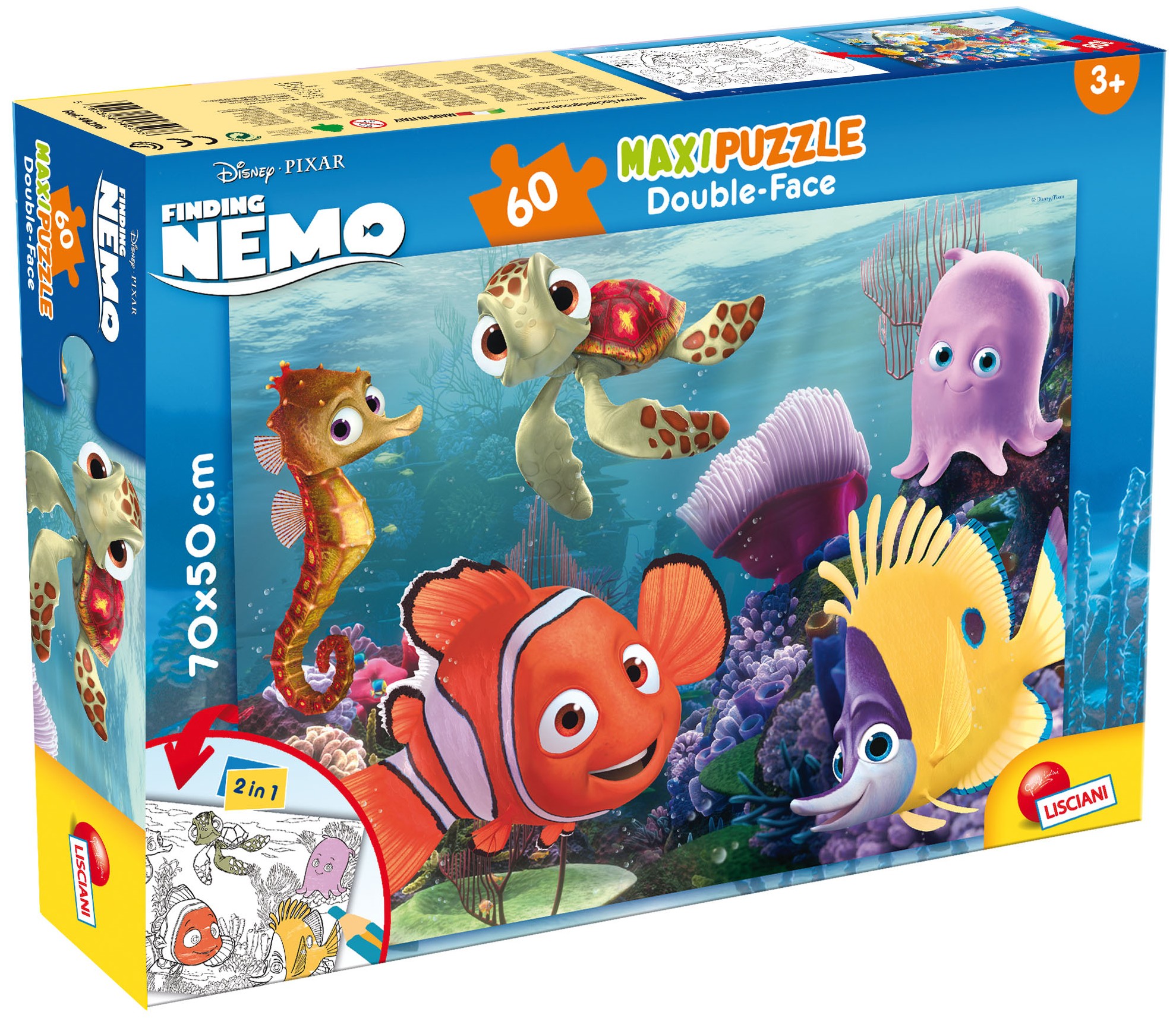 Двулицев пъзел Lisciani за оцветяване от 60 части - Немо