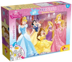 Двулицев пъзел Lisciani за оцветяване от 60 части - Принцеси