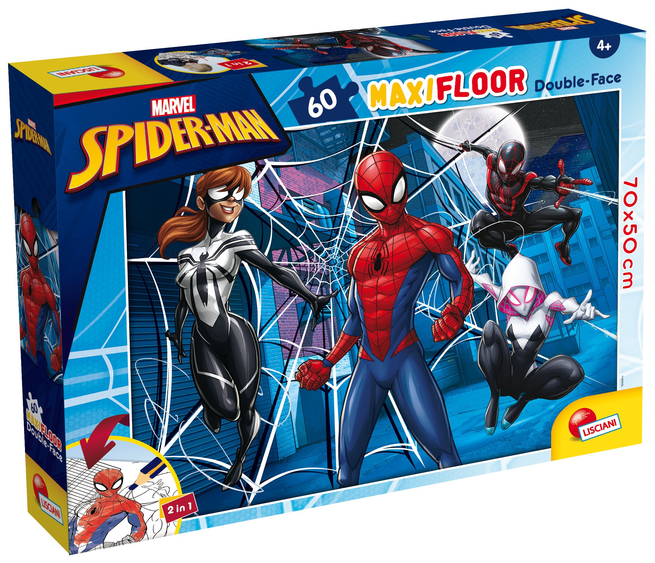 Двулицев пъзел Lisciani за оцветяване от 60 части - Спайдърмен