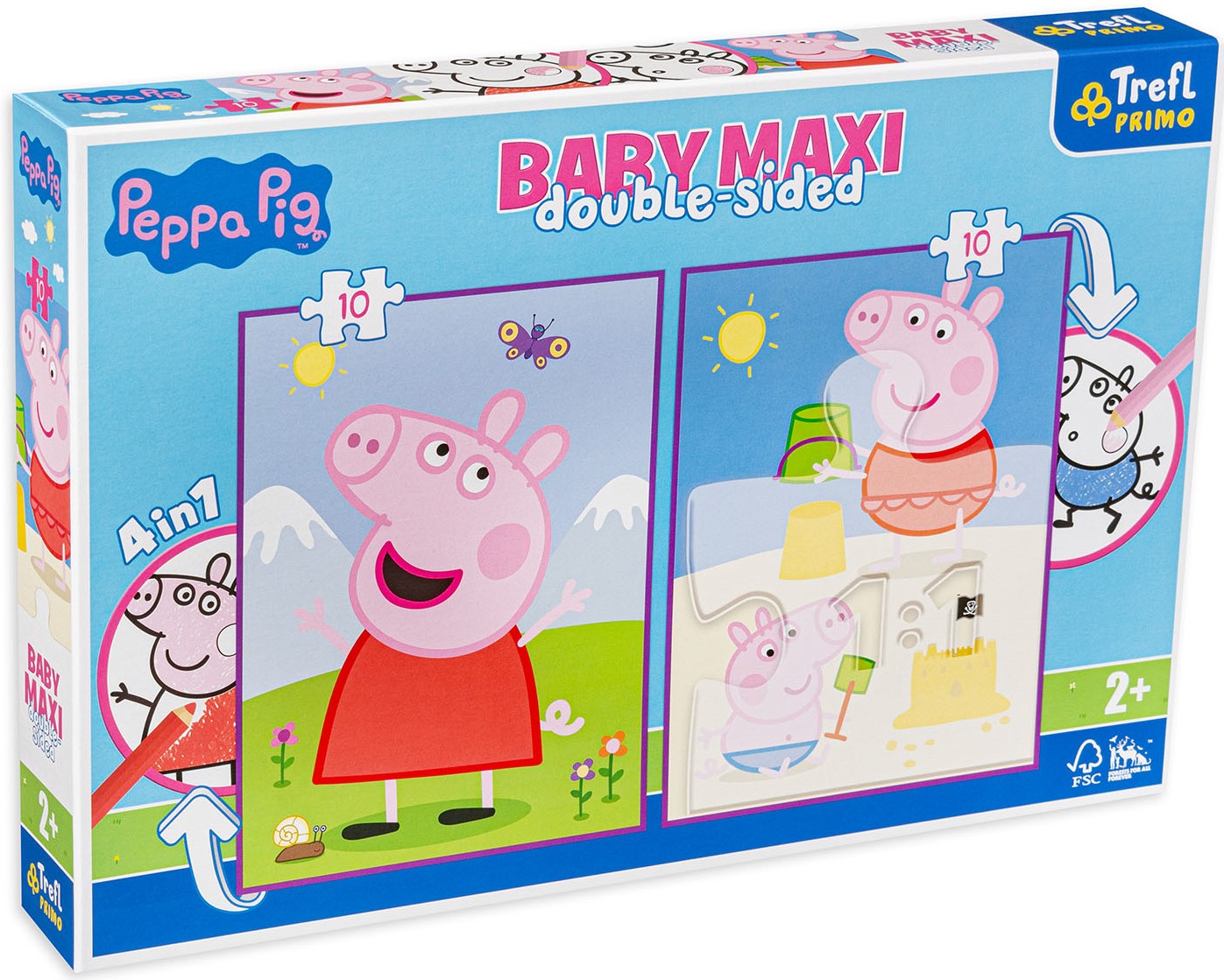 Двустранен пъзел Trefl 2 х 10 части - Хубавият ден на Пепа