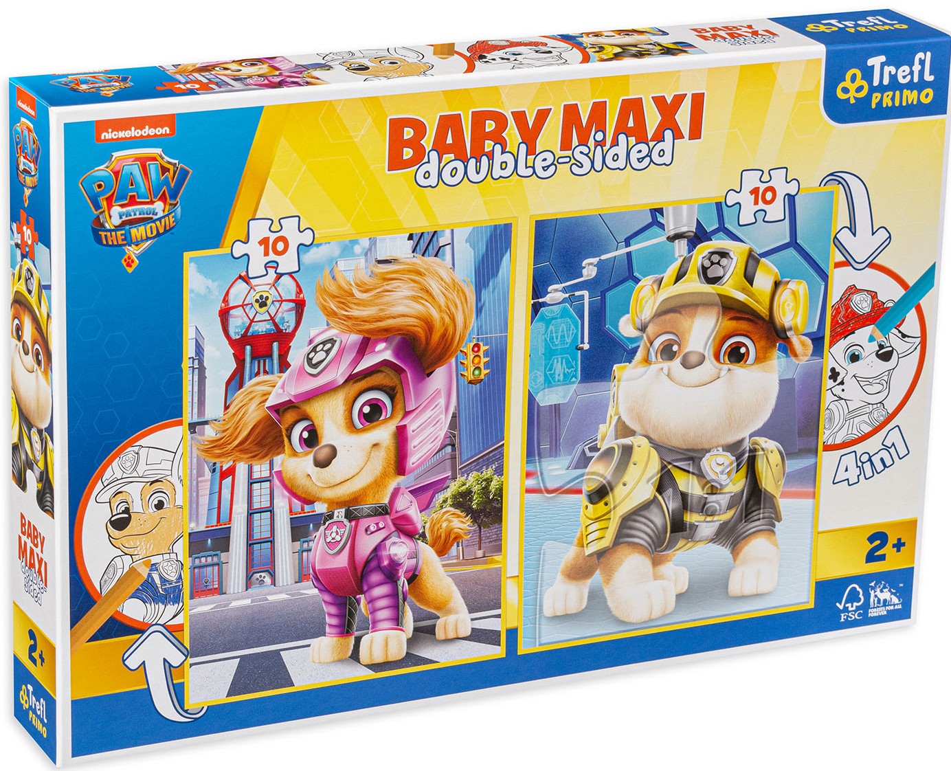 Двустранен пъзел Trefl 2 х 10 части - Щастливият Пес Патрул тим