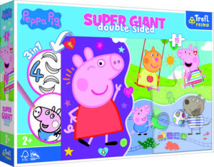 Двустранен пъзел Trefl 3в1 от 15 части - Среща с прасенцето Пепа