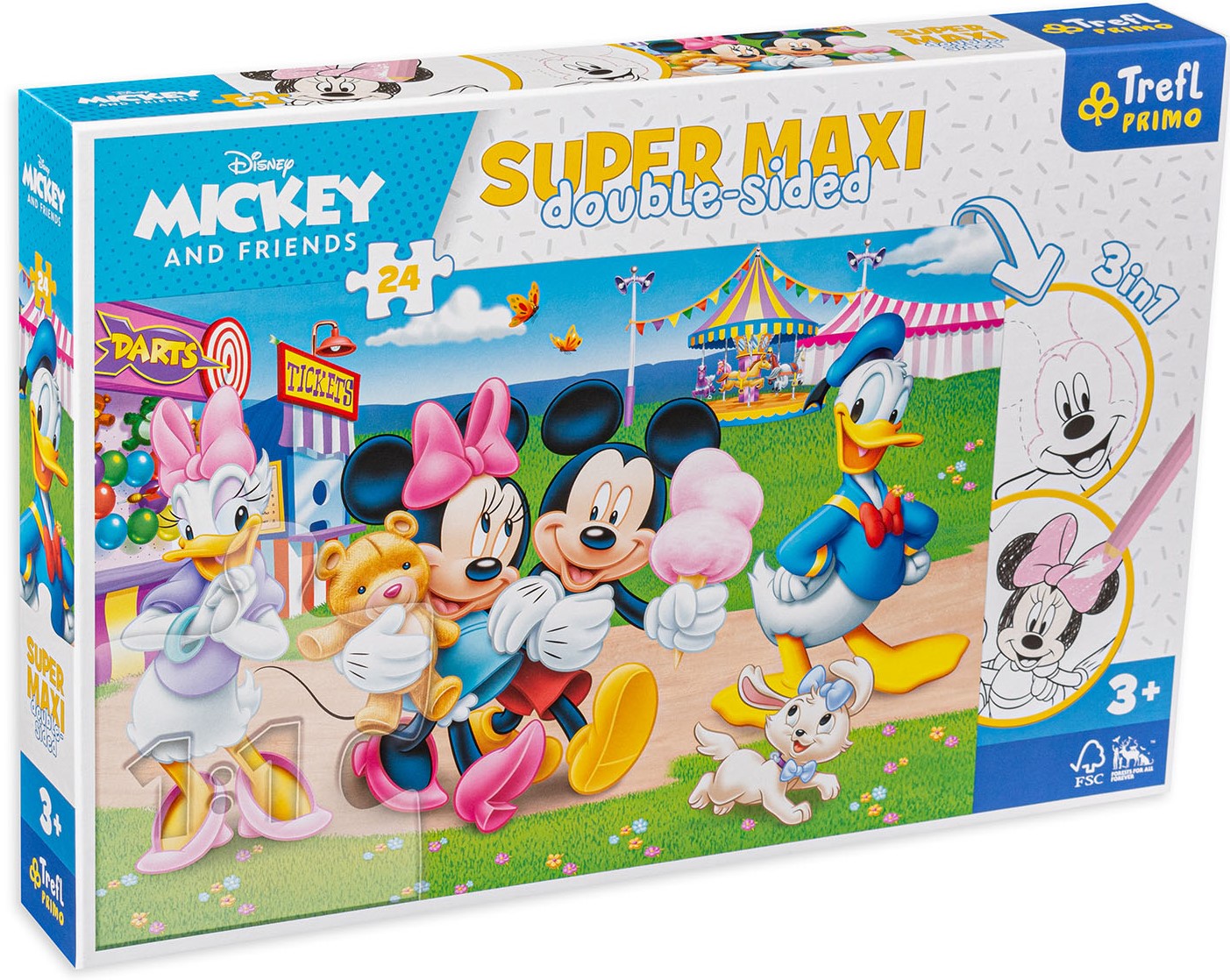 Двустранен пъзел Trefl от 24 макси части - Мики на панаира