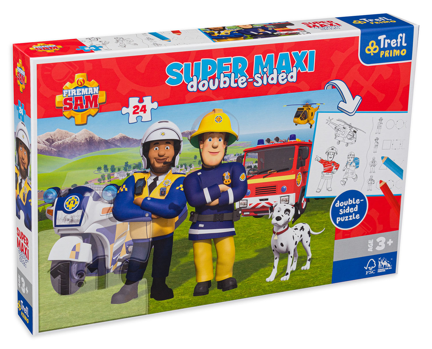 Двустранен пъзел Trefl от 24 макси части - Пожарникарят Сам