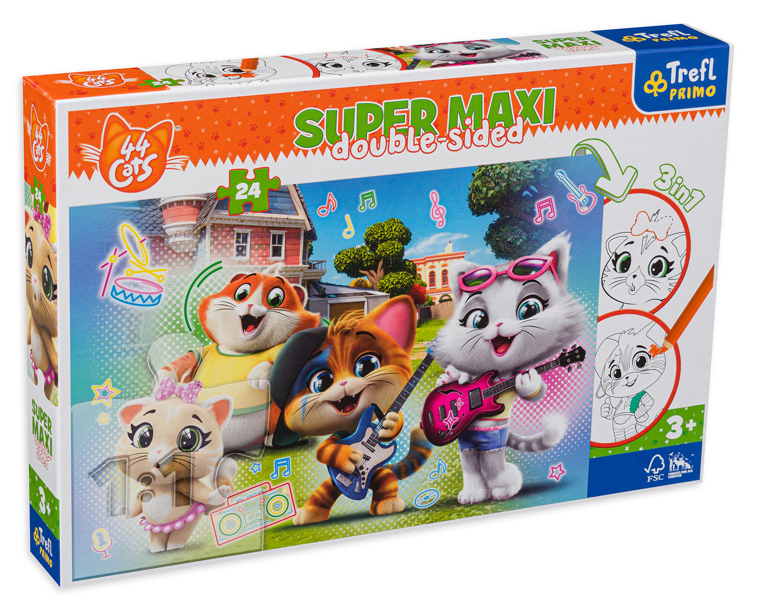 Двустранен пъзел Trefl от 24 макси части - Сладки котета