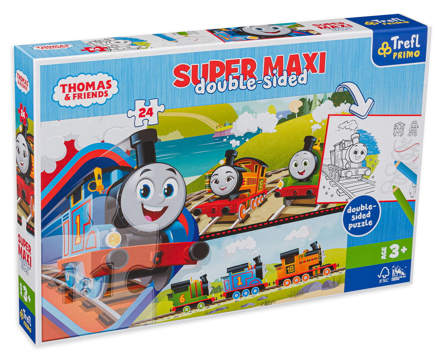 Двустранен пъзел Trefl от 24 макси части - Томас и неговите приятели