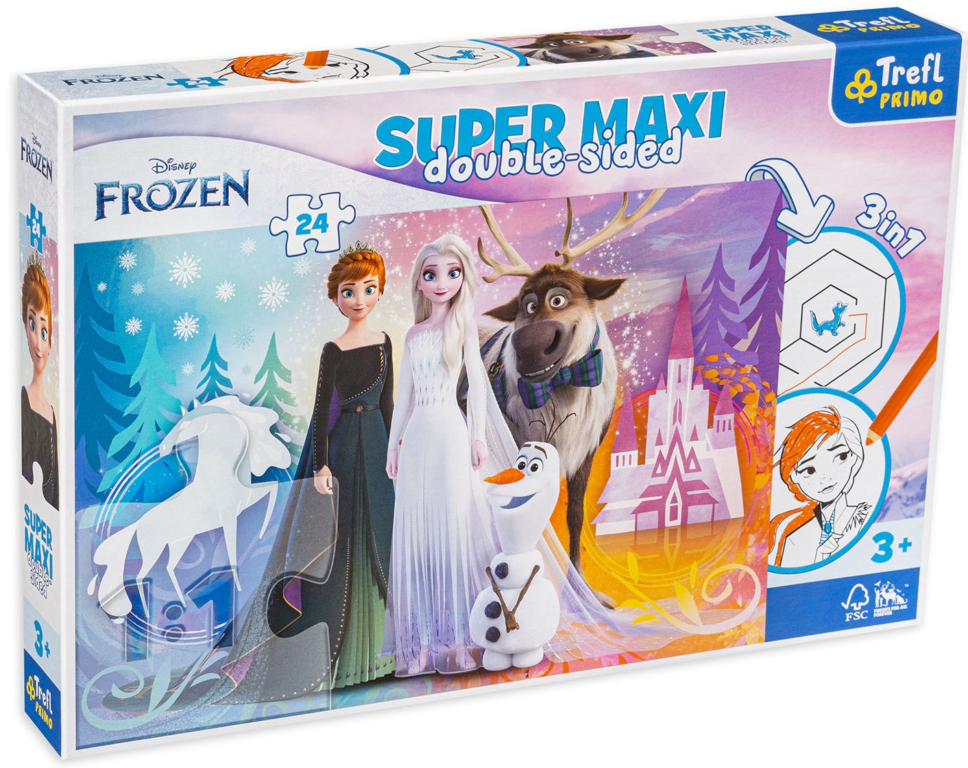 Двустранен пъзел Trefl от 24 макси части - Замръзналото кралство