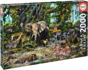 Пъзел Educa от 2000 части - Африканската джунгла, Джон Енрайт