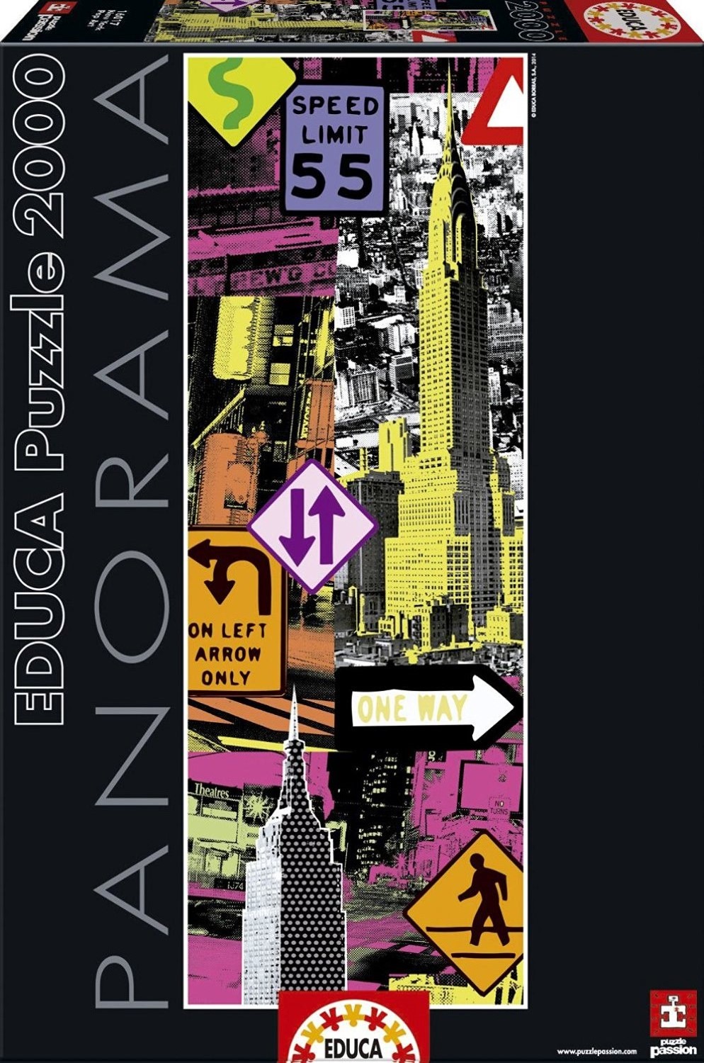 Панорамен пъзел Educa от 2000 части - Ню Йорк, поп-арт
