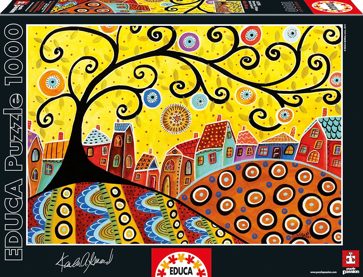 Пъзел Educa от 1000 части - Процъфтяващо селце, Карла Джерард