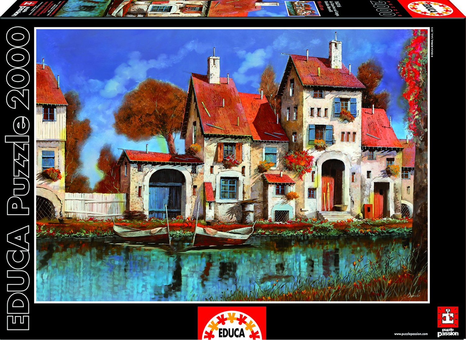 Пъзел Educa от 2000 части - Фермата на езерото, Гуидо Борели