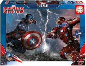 Пъзел Educa от 1000 части - Капитан Америка срещу Железният човек