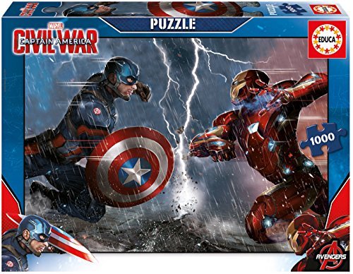 Пъзел Educa от 1000 части - Капитан Америка срещу Железният човек