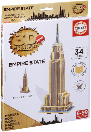 3D дървен мини пъзел Educa от 34 части - Емпайър Стейт Билдинг