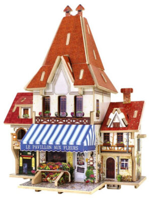 Дървен 3D пъзел Robo Time от 44 части - Магазин за цветя Франция