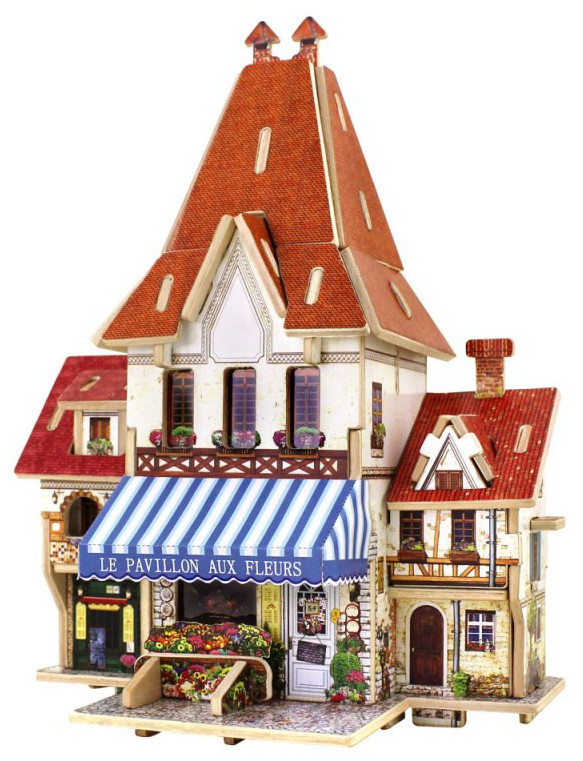 Дървен 3D пъзел Robo Time от 44 части - Магазин за цветя Франция