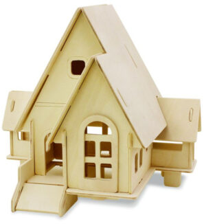 Дървен 3D пъзел Robo Time от 20 части - Къща 1 - Горска вила