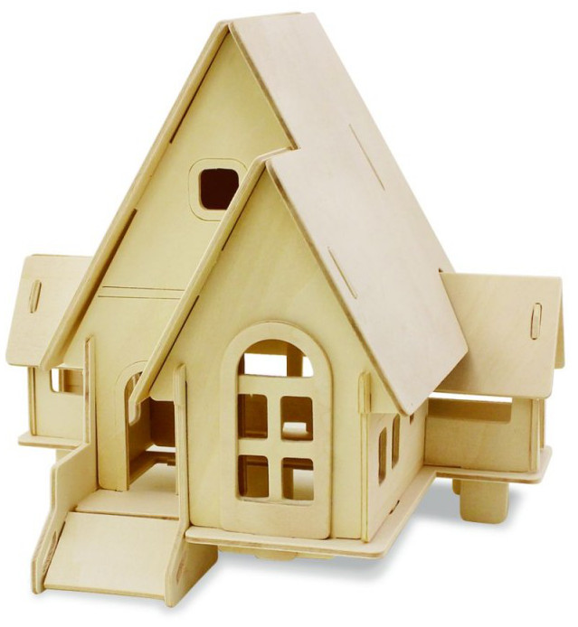 Дървен 3D пъзел Robo Time от 20 части - Къща 1 - Горска вила