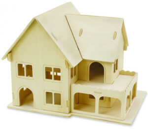 Дървен 3D пъзел Robo Time от 27 части - Къща 3 – Двуетажен дом