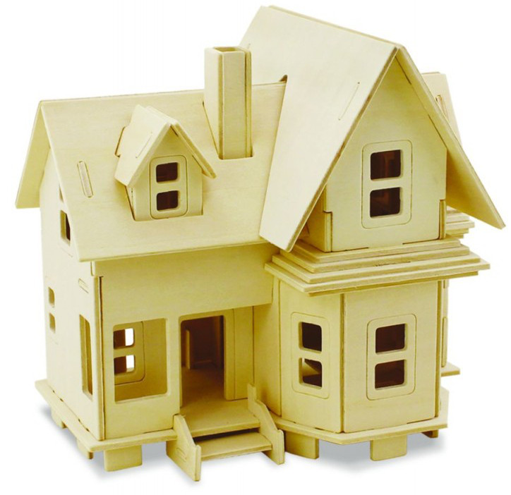 Дървен 3D пъзел Robo Time от 53 части – Модел 5 – Къща за птици