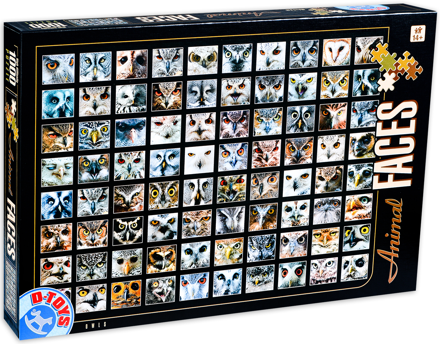 Пъзел D-Toys от 1000 части - Животински лица, Сови
