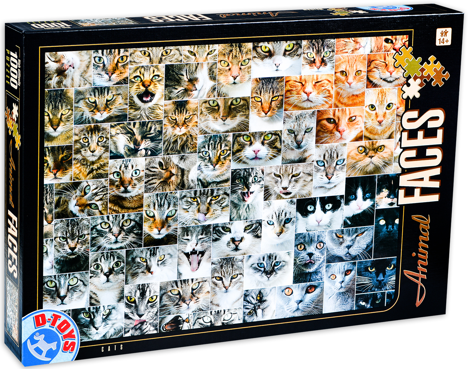 Пъзел D-Toys от 1000 части - Животински лица, Котки