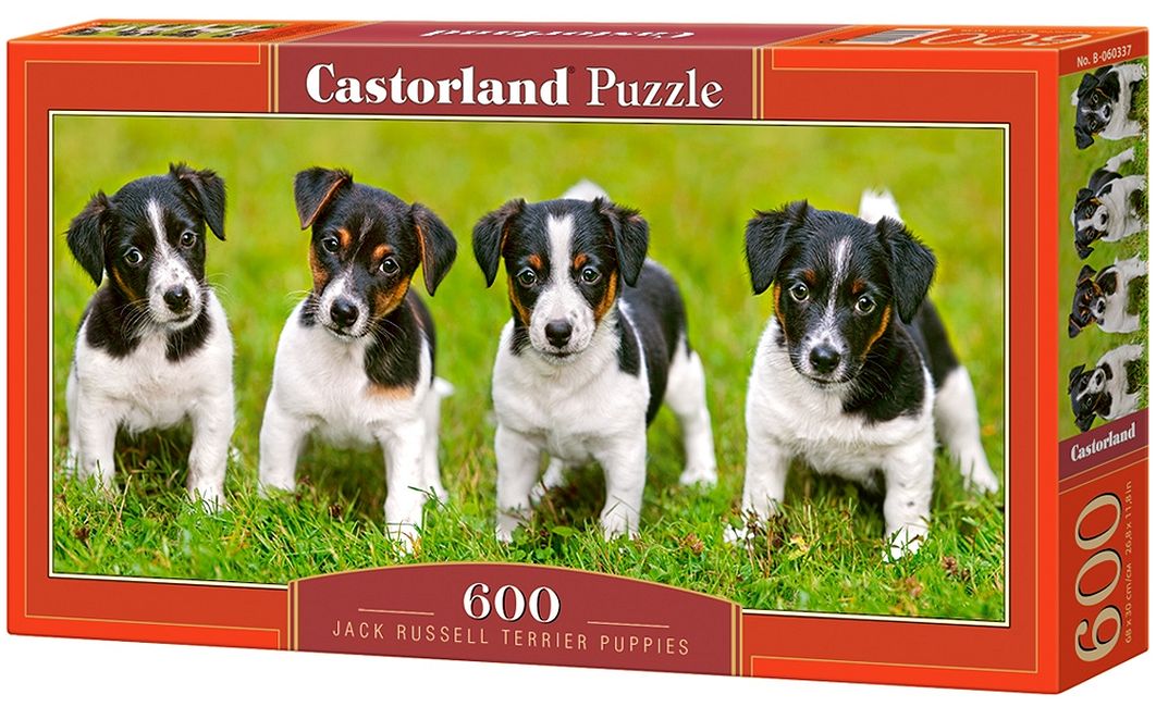 ###ДУБЛИРАН!!! Панорамен пъзел Castorland от 600 части - Кученца Джак Ръсел Териер