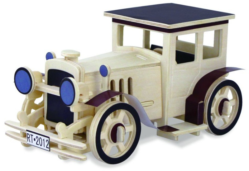 Дървен 3D пъзел Robo Time от 49 части - Класически автомобил 1