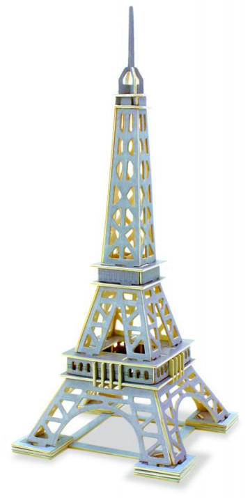 Дървен 3D пъзел Robo Time от 63 части - Айфеловата кула