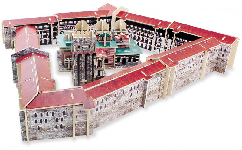 Дървен 3D пъзел Robo Time от 138 части – Рилски манастир